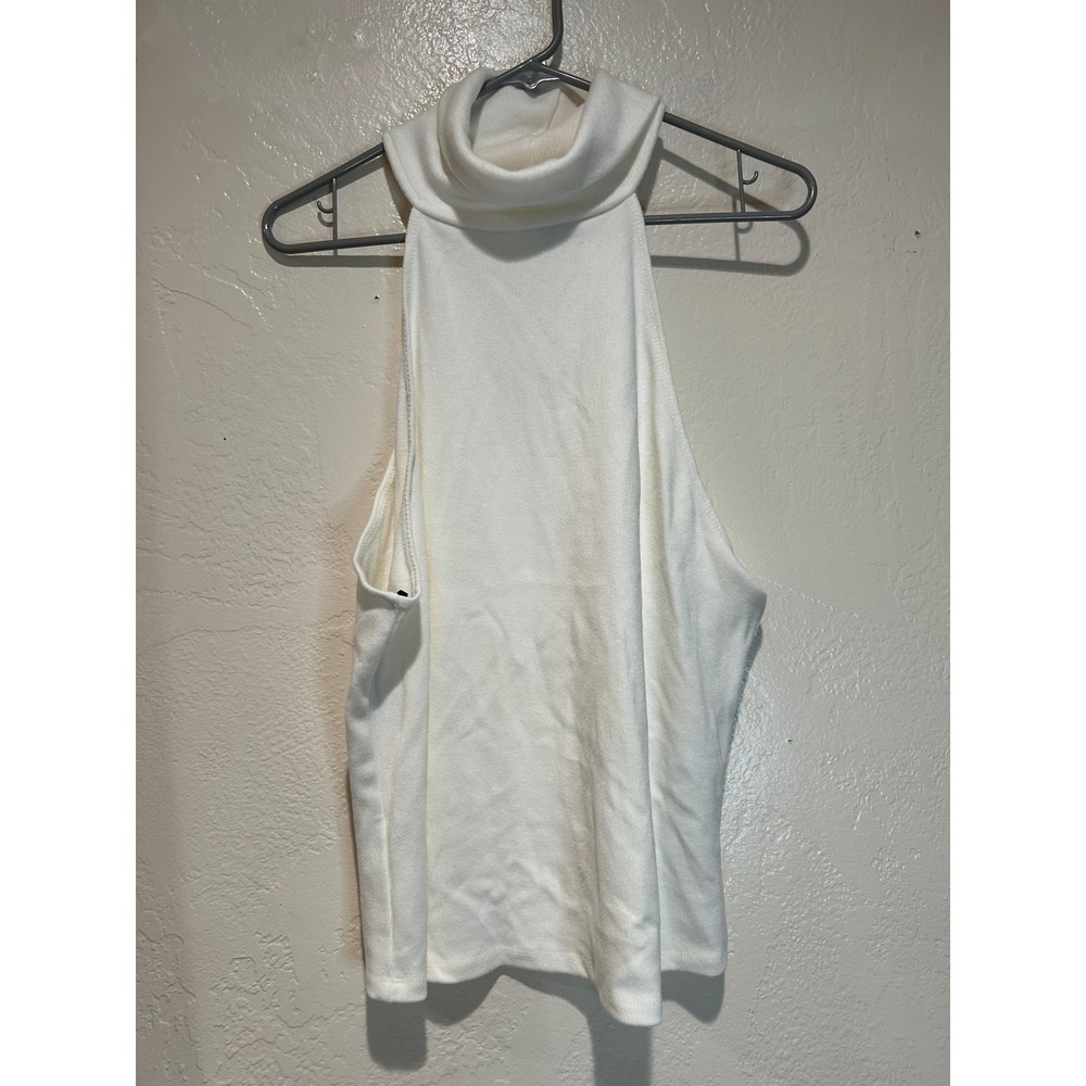 Forever 21+ Cream Ribbed Turtleneck Halter Sleeveless Knit Top Plus Size 2X NEW